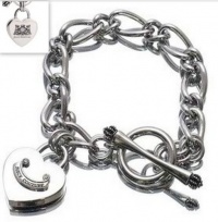 Juicy Couture Silver Heart Padlock Starter Charm Bracelet w Heart Padlock Charm YJRU5212 Juicy Couture Silver Heart Padlock Starter Charm Bracelet w Heart Padlock Charm YJRU5212