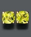 A gift for an August birthday girl, or a colorful pair of gems to brighten your own day. Cushion-cut peridot stud earrings set in 14k gold (2 ct. t.w.).
