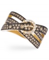 Tighten up your look. This cute belt buckle ring by Le Vian features three sparkling rows of round-cut chocolate diamonds (1 ct. t.w.) and white diamond accents at the buckle. Set in 14k gold. Size 7.