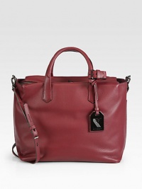 Beautifully pebbled leather in a roomy carryall, perfect for your essentials.Double top handles, 4 dropDetachable adjustable shoulder strap, 17½-18¼ dropTop zip closureOne inside zip pocketTwo inside open pocketsDetachable logo tagCotton lining15W X 12½H X 6½DImported Beautifully pebbled leather in a roomy carryall, perfect for your essentials.Double top handles, 4 dropDetachable adjustable shoulder strap, 17½-18¼ dropTop zip closureOne inside zip pocketTwo inside open pocketsDetachable logo tagCotton lining15W X 12½H X 6½DImported