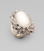 From the Crystal Haze Collection. A pretty design with a mother-of-pearl stone with a crystal overlay in a studded sterling silver setting. Crystal accented mother-of-pearlSterling silverWidth, about 1¼Imported
