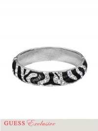 GUESS Silver-Tone Zebra Bangle With Crystal Tr, SILVER GUESS Silver-Tone Zebra Bangle With Crystal Tr, SILVER