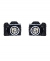 Enhance your photogenic good looks with Betsey Johnson's chic studs. Featuring black cameras with round-cut crystal flashbulbs. Crafted in mixed metal. Approximate diameter: 1 inch.