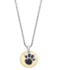Commemorate your furry best friend. This cute pendant is crafted in sterling silver and 14k gold with sparkling black diamonds (1/6 ct. t.w.) in the shape of a paw print. Approximate length: 18 inches. Approximate drop: 5/8 inch. Commemorate your furry best friend. This cute pendant is crafted in sterling silver and 14k gold with sparkling black diamonds (1/6 ct. t.w.) in the shape of a paw print. Approximate length: 18 inches. Approximate drop: 5/8 inch.