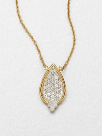 Sparking white sapphires set in sleek sterling silver with radiant 18k goldplating on a delicate link chain. White sapphiresSterling silver18k goldplated sterling silverLength, about 16Pendant size, about .94Lobster clasp closureImported Sparking white sapphires set in sleek sterling silver with radiant 18k goldplating on a delicate link chain. White sapphiresSterling silver18k goldplated sterling silverLength, about 16Pendant size, about .94Lobster clasp closureImported