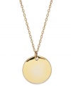 Poilsh your look. A simple disc makes a shimmering statement on this sophisticated Giani Bernini pendant. Set in 24k gold over sterling silver. Approximate length: 18 inches. Approximate drop: 1/2 inch.