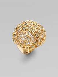 Make a bold, glamorous statement with this rhinestone-bedecked dome creation.Glass 14k goldplating Width, about 2½ Adjustable Imported