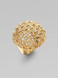 Make a bold, glamorous statement with this rhinestone-bedecked dome creation.Glass 14k goldplating Width, about 2½ Adjustable Imported Make a bold, glamorous statement with this rhinestone-bedecked dome creation.Glass 14k goldplating Width, about 2½ Adjustable Imported