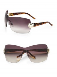 This charming, rimless design features heart-shaped GG end pieces. Available in dark ruthenium with grey gradient lens or shiny brown with brown gradient lens. Heart-shaped GG end pieces100% UV protectionMade in Italy This charming, rimless design features heart-shaped GG end pieces. Available in dark ruthenium with grey gradient lens or shiny brown with brown gradient lens. Heart-shaped GG end pieces100% UV protectionMade in Italy