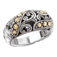 925 Silver Dome Swirl & Dot Ring with 18k Gold Accents- Sizes 6-8