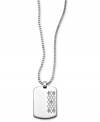 Preppy and polished. This stylish men's dog tag pendant features a diamond-accented pattern in stainless steel. Approximate length: 22 inches. Approximate drop length: 39 mm. Approximate drop width: 27 mm.