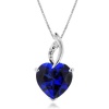 7.50 Carat Blue & White Sapphire Heart Pendant in Sterling Silver with Chain