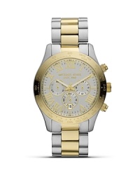 Adopt a considered approach to accessorizing with this two tone watch from MICHAEL Michael Kors. With an oversized bezel and bold markers, it's a clinic in practical yet polished design. Adopt a considered approach to accessorizing with this two tone watch from MICHAEL Michael Kors. With an oversized bezel and bold markers, it's a clinic in practical yet polished design.