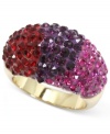 A cool and colorful statement. City by City brings together fuchsia, purple and red glass crystal accents in clusters on its ring, crafted from gold-tone mixed metal, for a vibrant burst. Size 6, 7 and 8.