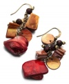 Naturally charming. Clusters of orange-hued shells and wooden beads adorn Style&co.'s chic drop earrings. Setting and fishhook backing crafted in oxidized brass tone mixed metal. Approximate drop: 2 inches.