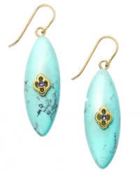 Cool off in chill blue hues. Lauren by Ralph Lauren's vibrant earrings feature reconstituted turquoise drops decorated with sparkling resin details. Set in gold tone mixed metal. Approximate drop: 1-1/4 inches. Cool off in chill blue hues. Lauren by Ralph Lauren's vibrant earrings feature reconstituted turquoise drops decorated with sparkling resin details. Set in gold tone mixed metal. Approximate drop: 1-1/4 inches.