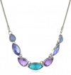 Nine West Petal Power Silver-Tone Blue and Purple Frontal Necklace