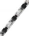 The perfect blend of symbolism and style, this men's bracelet features a stainless steel setting with single-cut black diamonds in a cross pattern. Approximate length: 8-1/2 inches.