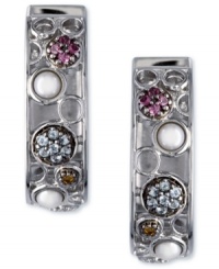 Live in color. EFFY Collection's vibrant post hoop earrings are set in sterling silver and highlight cultured freshwater pearls, white sapphire accents, blue topaz accents, pink tourmaline accents and citrine accents. Approximate diameter: 1/8 inch. Live in color. EFFY Collection's vibrant post hoop earrings are set in sterling silver and highlight cultured freshwater pearls, white sapphire accents, blue topaz accents, pink tourmaline accents and citrine accents. Approximate diameter: 1/8 inch.