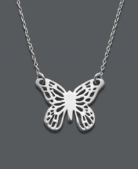 The perfect gift for your favorite flower child. Giani Bernini's delicate butterfly pendant features an intricate cut-out design in polished sterling silver. Approximate length: 18 inches. Approximate drop: 3/4 inch. The perfect gift for your favorite flower child. Giani Bernini's delicate butterfly pendant features an intricate cut-out design in polished sterling silver. Approximate length: 18 inches. Approximate drop: 3/4 inch.