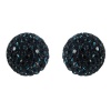 Midnight Blue Shamballa Inspired Pave Swarovski Crystals Ball Sterling Silver Stud Pierced Earrings 12mm