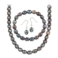 Sterling Silver Freshwater Cultured Peacock Pearl 3 piece Jewelry Set Sterling Silver Freshwater Cultured Peacock Pearl 3 piece Jewelry Set
