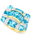 Beautiful in blue. Le Vian's 14k gold ring sparkles with baguette-cut blue topaz (11 ct. t.w.) and diamonds (1/4 ct. t.w.) for an elegant effect. Size 7.