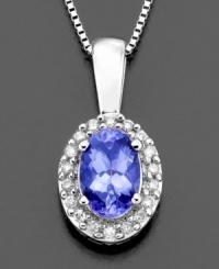 Delightful dazzle for every day. This pretty necklace features oval-cut tanzanite (1/2 ct. t.w.) and round-cut diamond accents set in 14k white gold. Approximate length: 18 inches. Approximate drop: 1/2 inch. Delightful dazzle for every day. This pretty necklace features oval-cut tanzanite (1/2 ct. t.w.) and round-cut diamond accents set in 14k white gold. Approximate length: 18 inches. Approximate drop: 1/2 inch.