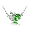 Silver Tone White Gold Swarovski Style Crystal Apple Pendant Necklace