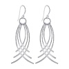 NNES064 Sterling Silver 20mm x 40mm Design Curved Strands French wire Hook Dangle Earrings