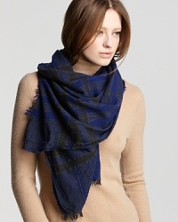 In a boiled wool-cashmere, this cozy scarf from Burberry offers warm style with the brand's signature British cool. In a boiled wool-cashmere, this cozy scarf from Burberry offers warm style with the brand's signature British cool.