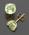 Beautiful 14k gold studs feature the serene glow of round-cut green quartz (3-1/4 ct. t.w.).