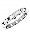 This stainless steel bracelet features laser-engraved logo detail and diamond accents. 13 mm wide; bracelet measures 8-1/2 inches.