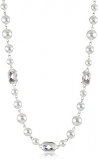 Anne Klein Sorbet Silver-Tone White Pearl and Crystal Strand Necklace, 42 Anne Klein Sorbet Silver-Tone White Pearl and Crystal Strand Necklace, 42