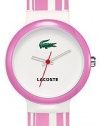 Lacoste GOA White Dial Pink and White Polyurethane Strap Unisex Watch 2010540