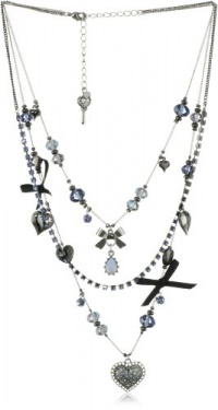 Betsey Johnson Iconic Bonjour Butterfly Heart Multi-Charm Illusion Necklace Betsey Johnson Iconic Bonjour Butterfly Heart Multi-Charm Illusion Necklace
