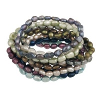 Genuine Freshwater Cultured Multi Color Rice Pearl Stretch Bracelets (Set of 10) Genuine Freshwater Cultured Multi Color Rice Pearl Stretch Bracelets (Set of 10)