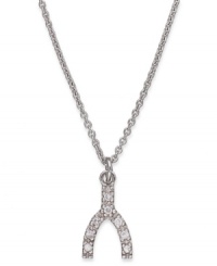 If looking stylish is your wish, then this is perfect. B. Brilliant's wishbone pendant sparkles with cubic zirconia accents and is set in sterling silver. Approximate length: 18 inches. Approximate drop: 1/3 inch. If looking stylish is your wish, then this is perfect. B. Brilliant's wishbone pendant sparkles with cubic zirconia accents and is set in sterling silver. Approximate length: 18 inches. Approximate drop: 1/3 inch.
