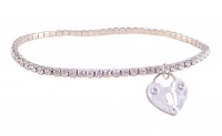 Anklet - A36 - Swarovski (tm) Crystal - Stretch ~ Clear with Heart Lock Charm (9) Anklet - A36 - Swarovski (tm) Crystal - Stretch ~ Clear with Heart Lock Charm (9)