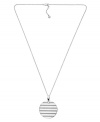 A versatile pendant with a subtle hint of sparkle. Emporio Armani's stainless steel pendant features a sleek circular design with glittering strips of crystals. Approximate length: 18 inches + 2-inch extender. Approximate drop: 1 inch.