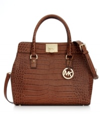 Smile crocodile. Undecidedly chic, this posh croc-embossed satchel from MICHAEL Michael Kors is this season's standout style. Crafted from sumptuous leather with signature golden hardware, it's an effortless way to add elegance to any ensemble. Smile crocodile. Undecidedly chic, this posh croc-embossed satchel from MICHAEL Michael Kors is this season's standout style. Crafted from sumptuous leather with signature golden hardware, it's an effortless way to add elegance to any ensemble.