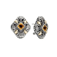 925 Silver & Citrine Ornate Scroll Earrings with 18k Gold Accents 925 Silver & Citrine Ornate Scroll Earrings with 18k Gold Accents