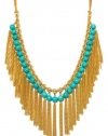 Rachel Reinhardt Caroline 14k Gold Plated Dramatic Collar Necklace with Turquoise Beads and Tassels
