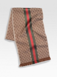 Wool/silk blend. Available in anthracite with green/red/green signature web detail or light brown with gren/red/green signature web detail.80% wool/20% silk14W X 71LDry cleanMade in Italy Wool/silk blend. Available in anthracite with green/red/green signature web detail or light brown with gren/red/green signature web detail.80% wool/20% silk14W X 71LDry cleanMade in Italy