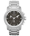 Classically styled with polished stainless steel, this Burberry timepiece ticks with exact Swiss precision.