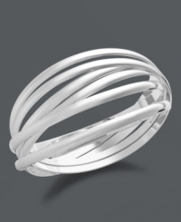 Take stackable style to the next level! Touch of Silver's polished design features six stacked, interlocking bangles for the ultimate layered effect. Crafted in silver-plated steel. Approximate diameter: 2-3/4 inches. Approximate width: 9/10 inch. Take stackable style to the next level! Touch of Silver's polished design features six stacked, interlocking bangles for the ultimate layered effect. Crafted in silver-plated steel. Approximate diameter: 2-3/4 inches. Approximate width: 9/10 inch.