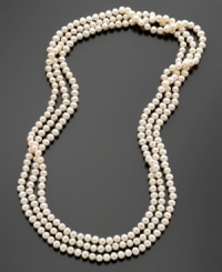 100 inches of white cultured freshwater pearls (7–8 mm)... now that's a wrap! Double or triple this endless strand up for a chic, layered look. Approximate length: 100 inches. 100 inches of white cultured freshwater pearls (7–8 mm)... now that's a wrap! Double or triple this endless strand up for a chic, layered look. Approximate length: 100 inches.