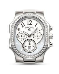Beautiful mother-of-pearl, accented with diamonds, adds glamour to this classic timepiece. Beautiful mother-of-pearl, accented with diamonds, adds glamour to this classic timepiece.