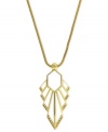 Look sharp with this necklace from Vince Camuto. Crafted from gold-tone mixed metal, the necklace features a trimmed white-enamel pendant adorned with glass crystal accents for a bit of sparkle. Approximate length: 30 inches. Approximate drop: 3 inches.