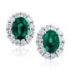 Natural Emerald and Diamond Earrings in 18k White Gold (G, SI2, 2.35 cttw)-Certificate of Authenticity